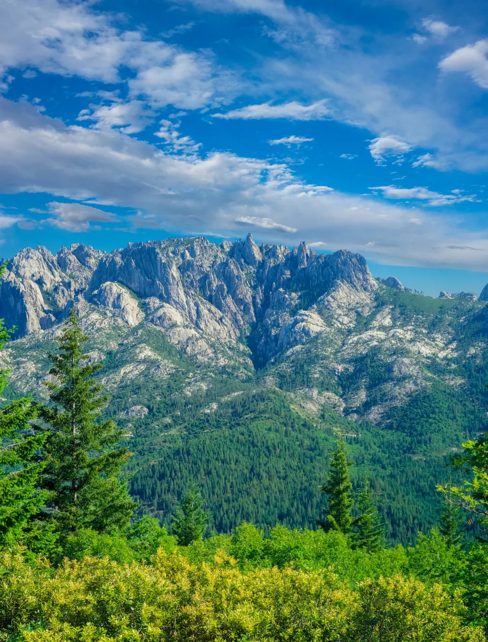 granite peaks above the forest near Dunsmuir